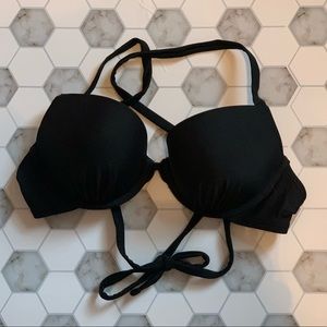 Aerie Black Push Up Bikini Top CrissCross Back Size 34C